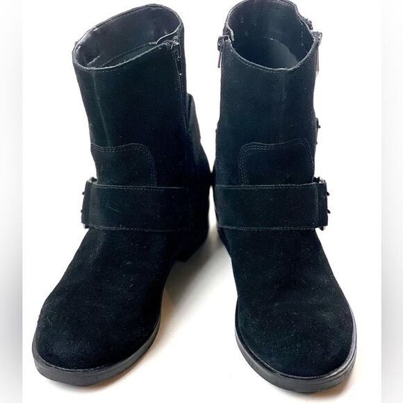 Marc Fisher Black Parole Buckle Moto Boots - Picture 4 of 10